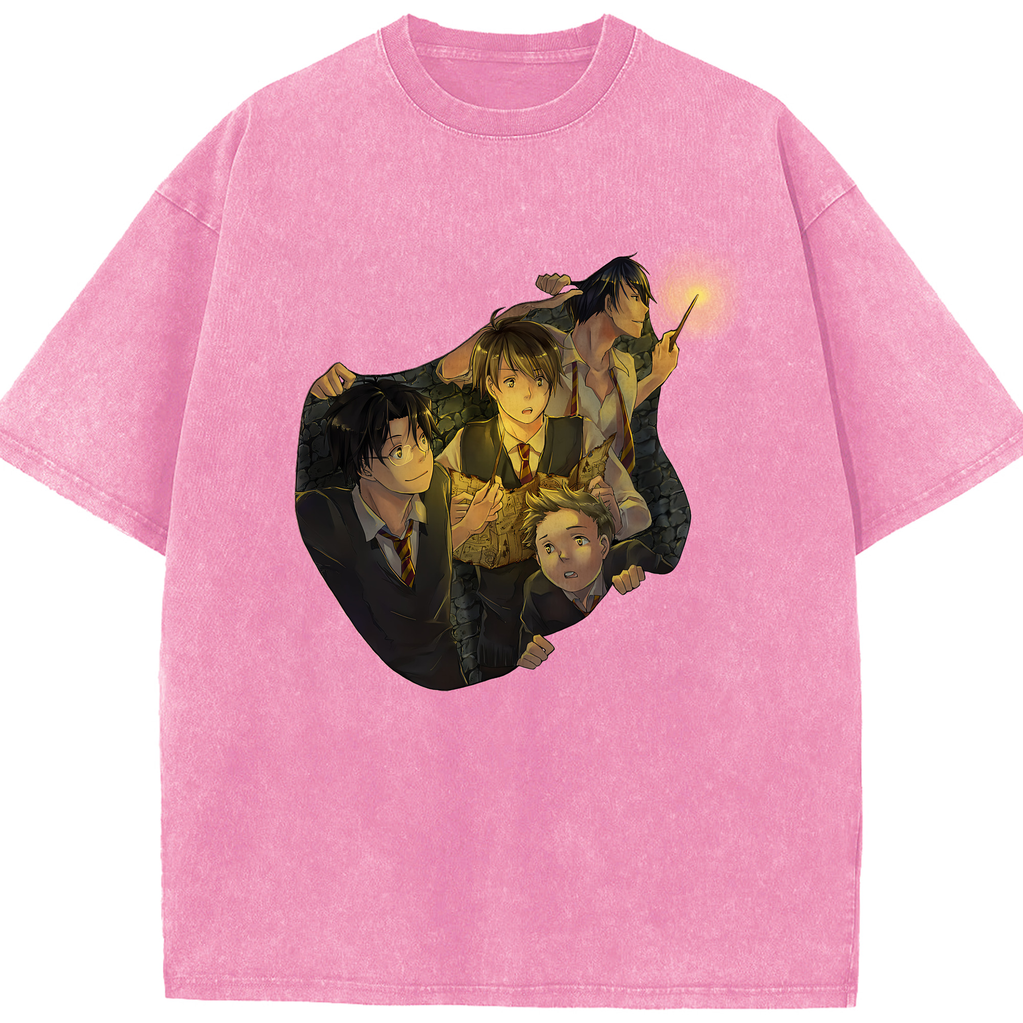 （画像用） Harry Potter ハリー・ポッターシリーズ 綿100% ヴィンテージ風 半袖Tシャツ（フロントプリント）